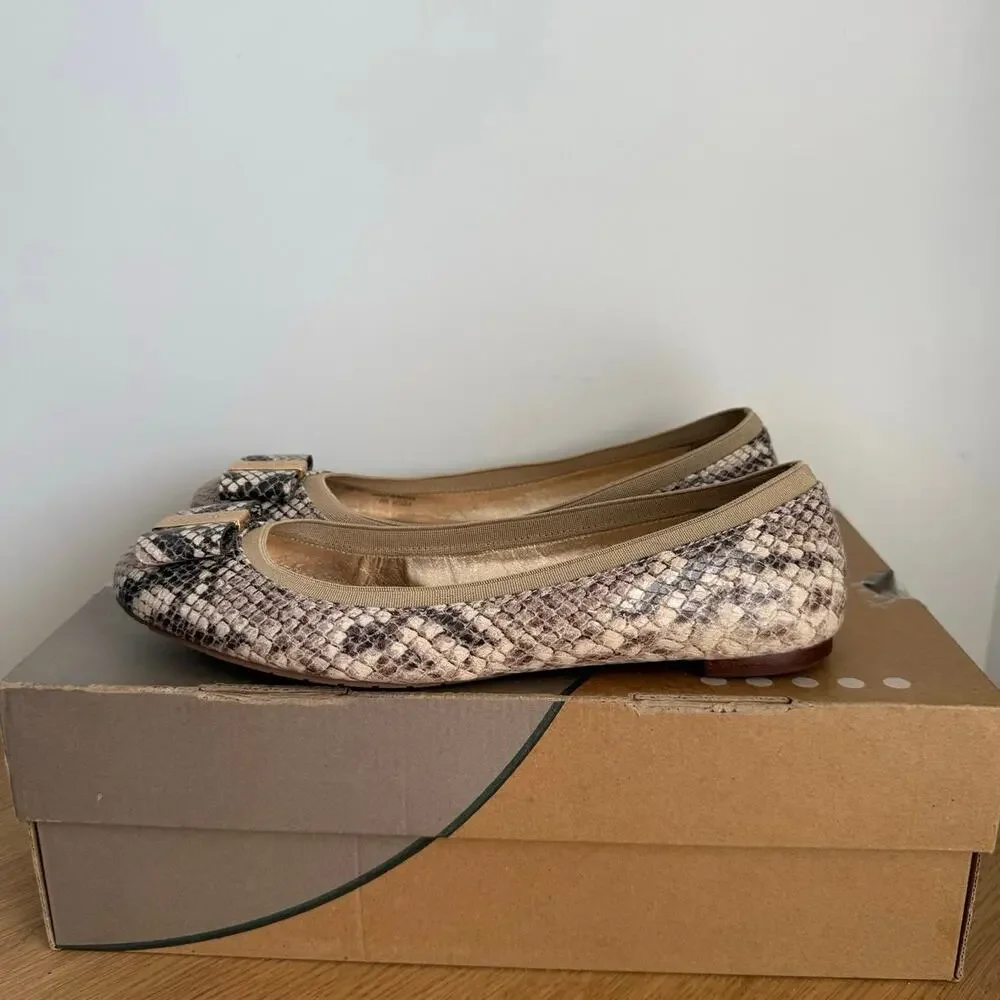 Kate Spade Tock Snakeakin Bow Women Ballet Flats- SZ 8.5